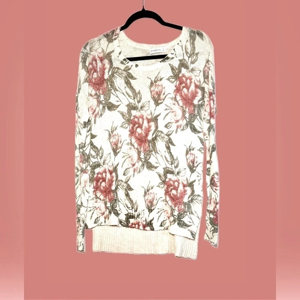 Abercrombie & Fitch Floral Boat Neck Long-Sleeved High-Low Sweater, S - Picture 2 of 15